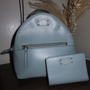 Kate Spade Light Blue Backpack and Wallet